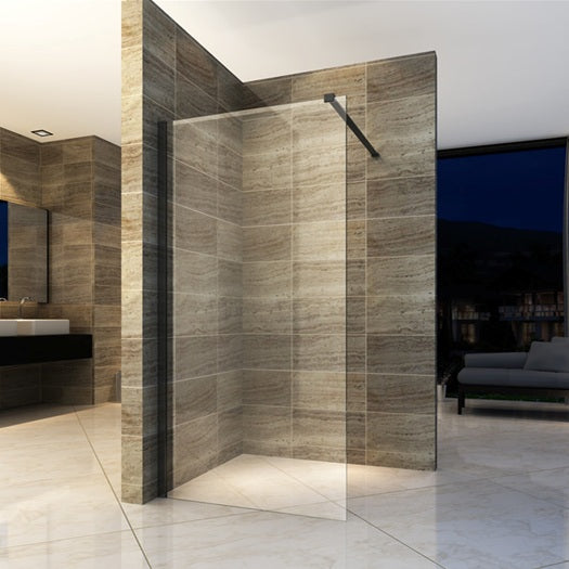 Mampara 1400x1850 cristal fijo vidrio templado laminado 10mm perfil negro mate EBolution