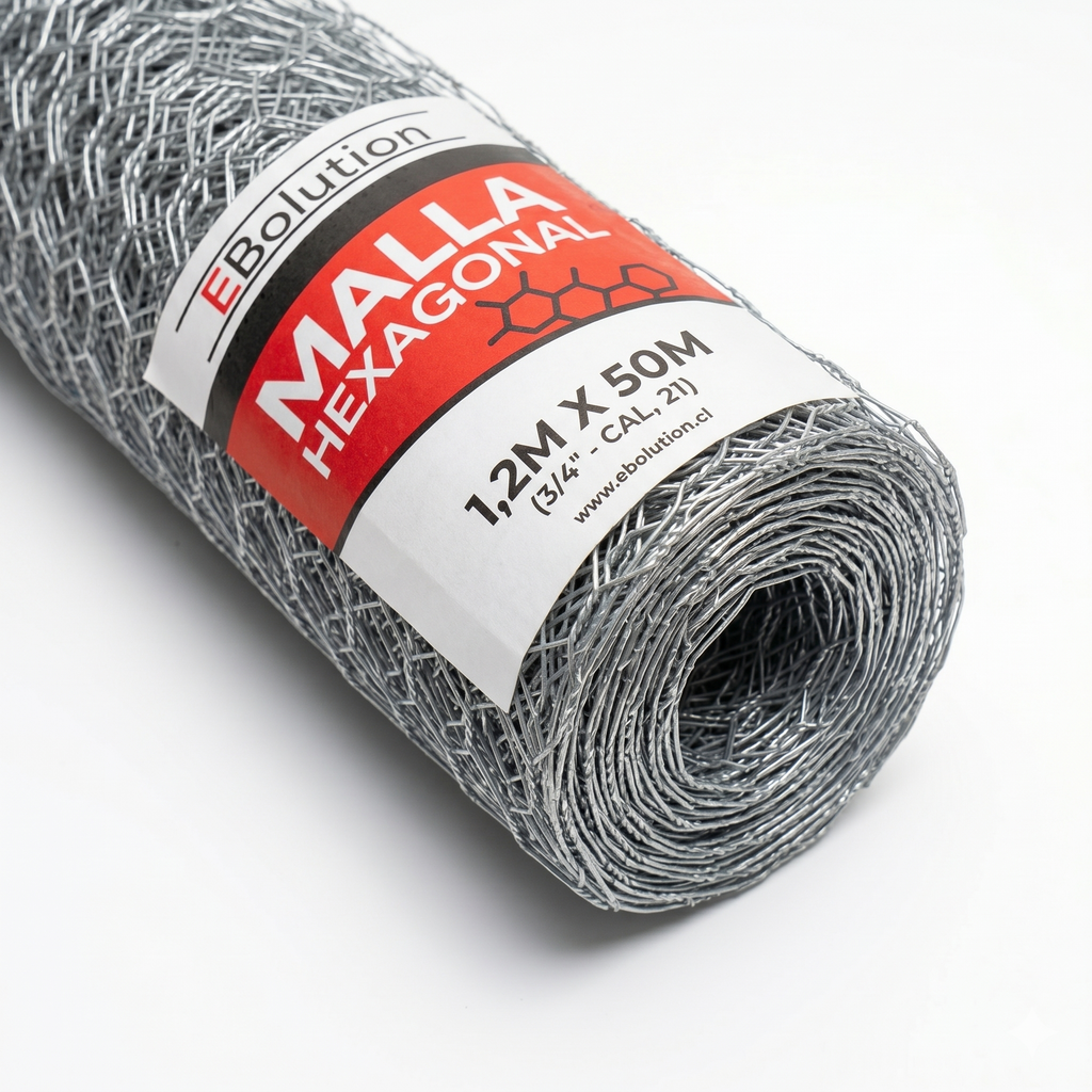 Malla Hexagonal 1,2m x 50m (3/4" - Cal, 21) Ebolution