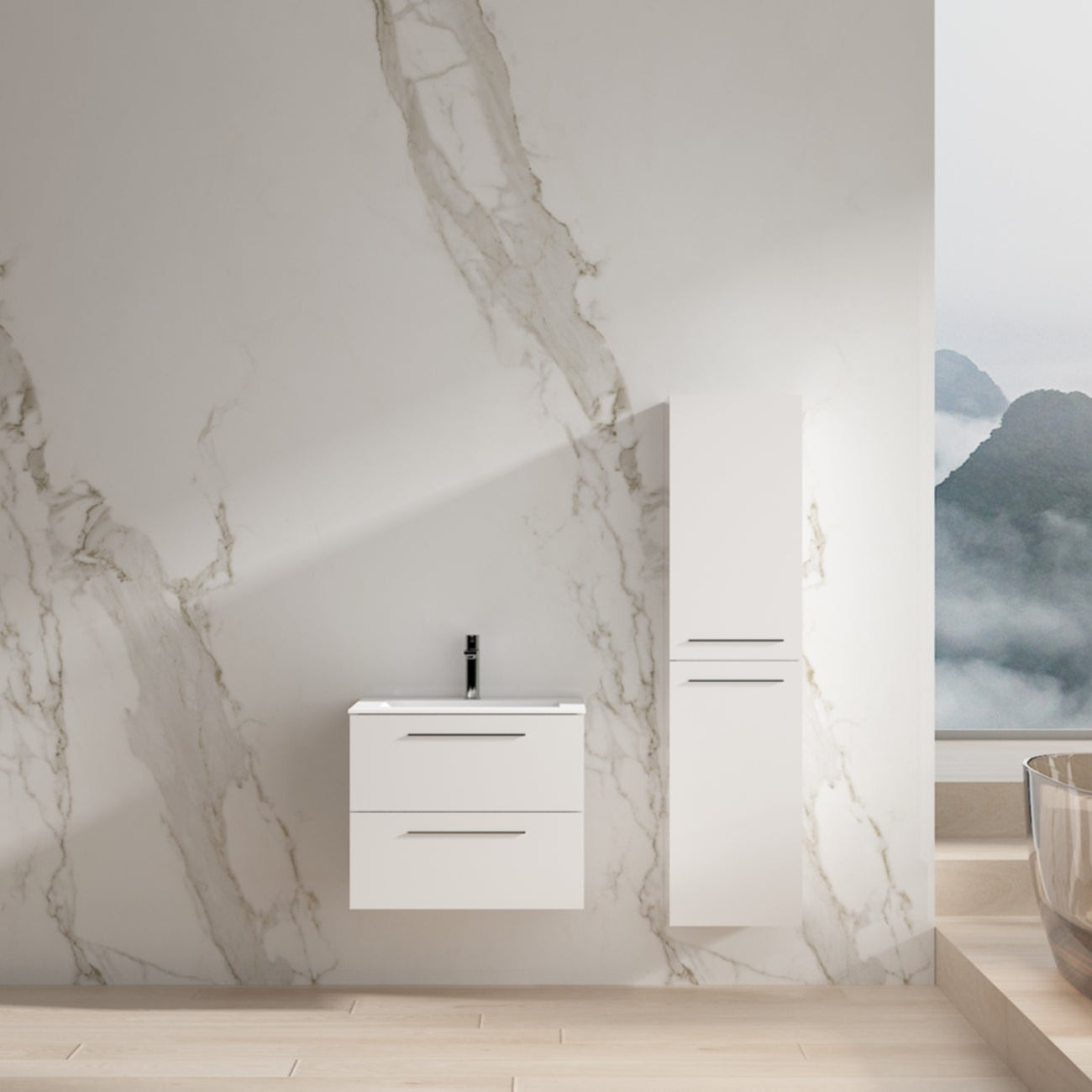 Mueble de Baño 2 Cajones Blancos Ebolution