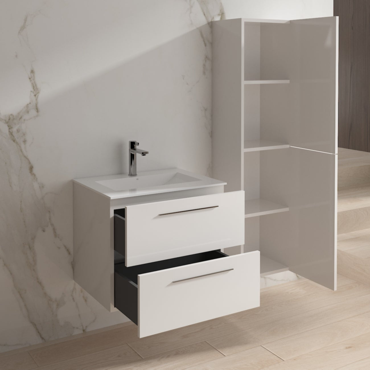 Mueble de Baño 2 Cajones Blancos Ebolution
